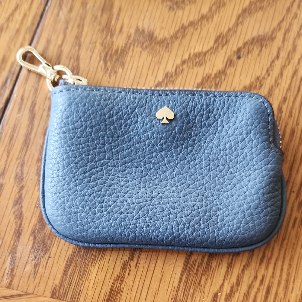 Kate Spade Navy Leather Pouch with Gold Accent